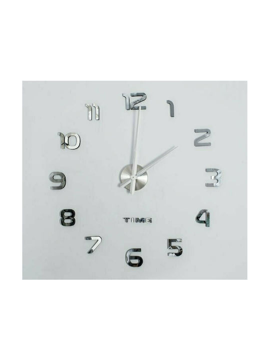 Ruhhy 3D Wall Clock Sticker Mirror Silver Ø60cm