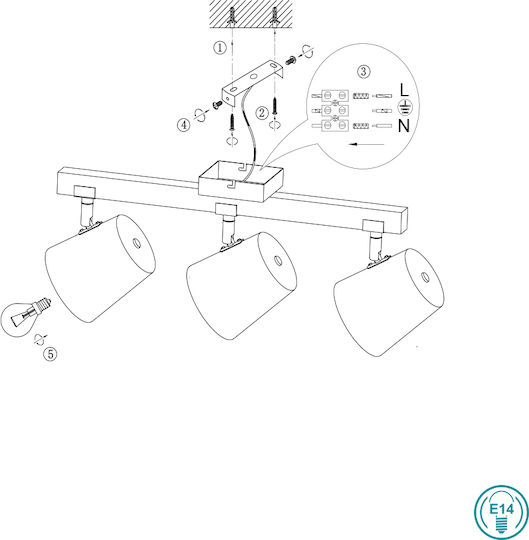Trio Lighting Bell Τριπλό Σποτ με Ντουί E14 σε Γκρι Χρώμα