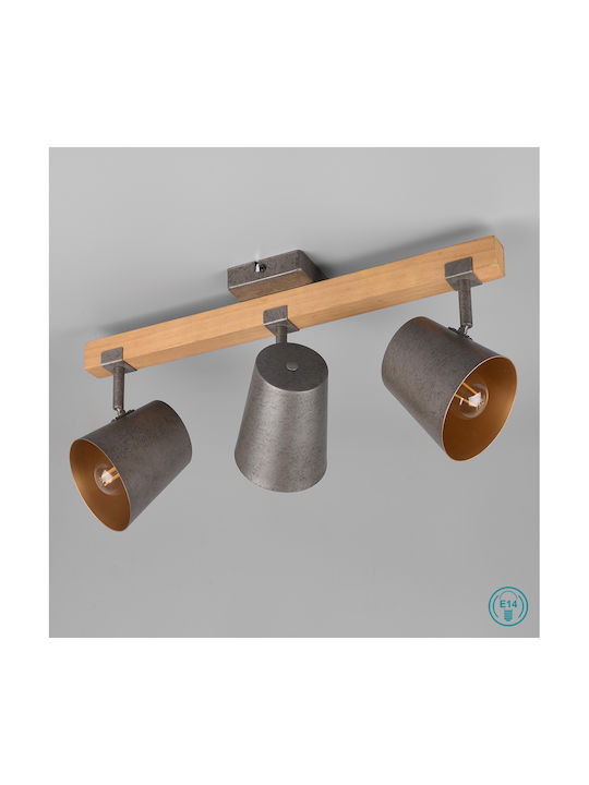 Trio Lighting Bell Triple Spot with Socket E14 in Gray Color