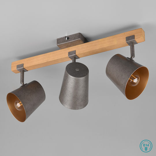 Trio Lighting Bell Τριπλό Σποτ με Ντουί E14 σε Γκρι Χρώμα