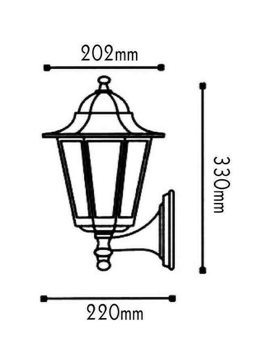 Aca Warden Top Стенно Външно Фенерче E27 IP44 20.2x33εκ.