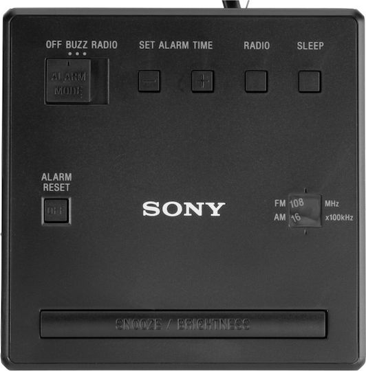 Sony Επιτραπέζιο Ψηφιακό Ρολόι LED Πλαστικό με Ξυπνητήρι & Ραδιόφωνο Black ICF-C1B