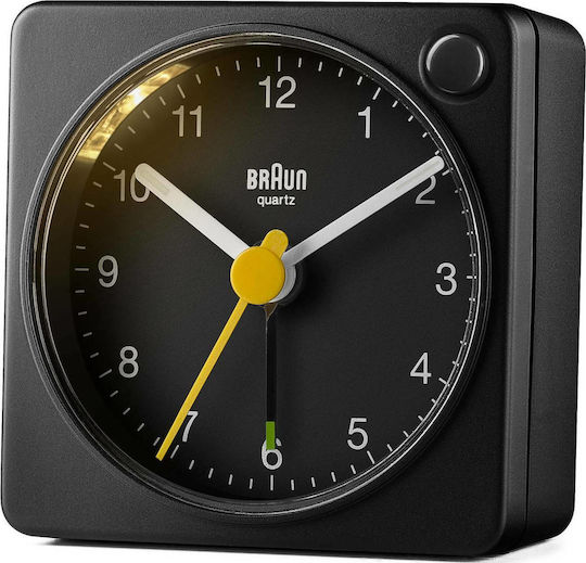 Braun BC 02 Geräuschloses Tischuhr mit Zeigern mit Wecker Schwarz BC02XB