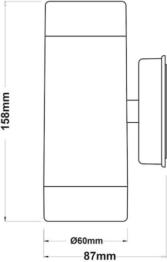 Aca SL7031 Wall-Mounted Outdoor Spot GU10 IP65 Double Beam 6x8.7x15.8cm