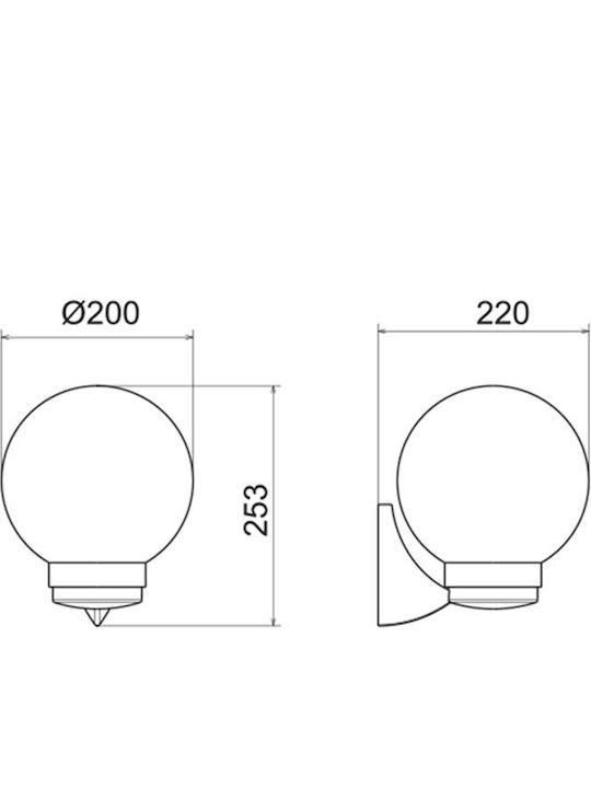 Aca Επιτοίχια Εξωτερική Πλαφονιέρα E27 IP44 22x25.3εκ.