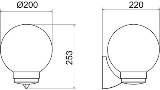 Aca Wall-Mounted Outdoor Ceiling Light E27 IP44 22x25.3εκ.