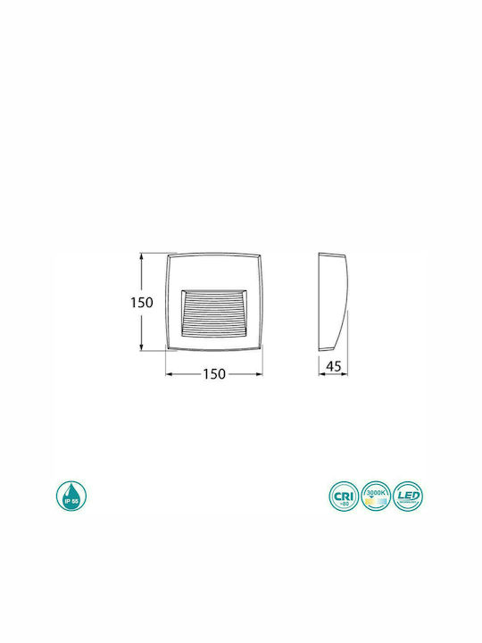 Fumagalli Lorenza Επιτοίχια Εξωτερική Πλαφονιέρα LED R7S IP55 3.5W με Ρυθμιζόμενο Λευκό Φως 15x4.5x15εκ.
