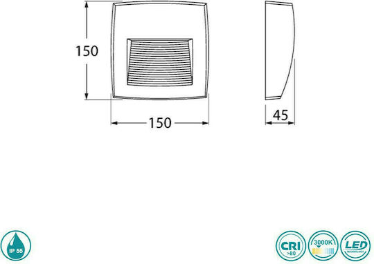 Fumagalli Lorenza Wandmontierte Außenbeleuchtung LED R7S IP55 3.5W mit Einstellbares Weiß Licht 15x4.5x15cm