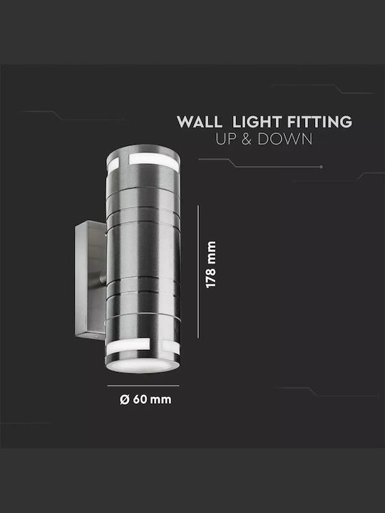 V-TAC Wall-Mounted Outdoor Spot Light GU10 IP44 Double Beam 11x6x17.8εκ.