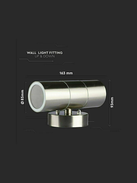 V-TAC Wall-Mounted Outdoor Spot Light GU10 IP44 Double Beam 6x9x16.3εκ.