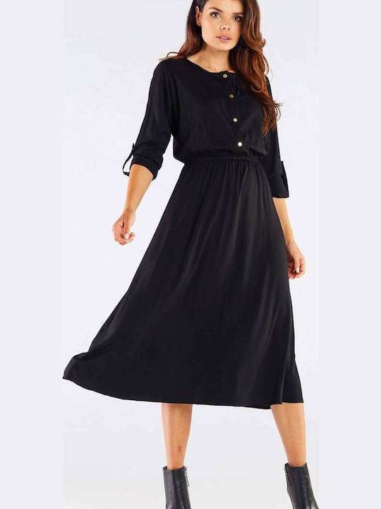 Awama Midi Kleid Schwarz