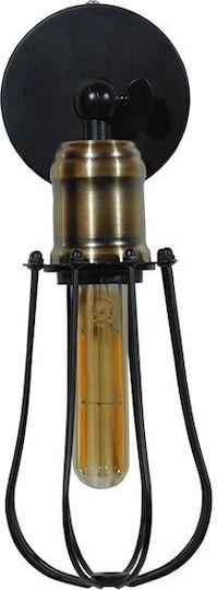 GloboStar Industrial Wall Lamp with E27 Socket Black 12x32cm