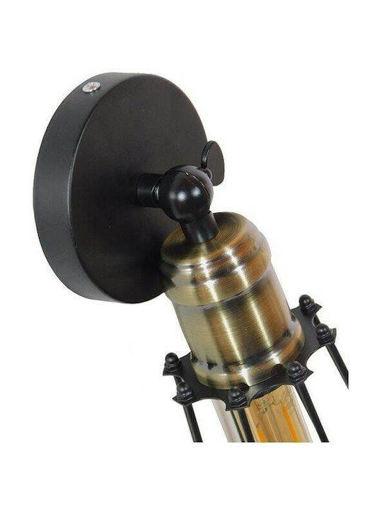 GloboStar Industrial Industrial Φωτιστικό Τοίχου με Ντουί E27 Μαύρο 12x32εκ.