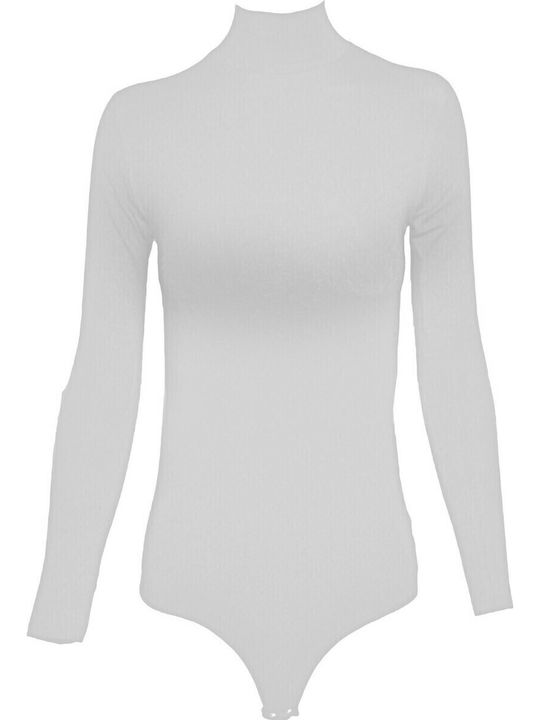 Long Sleeve Turtleneck Bodysuit 4153 Slim Fit White