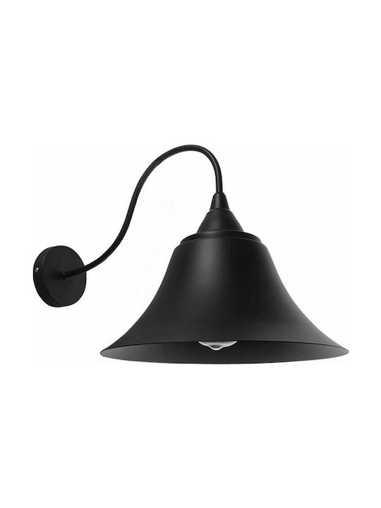 GloboStar Industrial Vintage Wall Lamp with Socket E27 Black Width 30cm