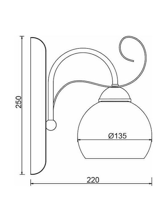 Aca Classic Lamp Wall with Socket E27 White 22cm