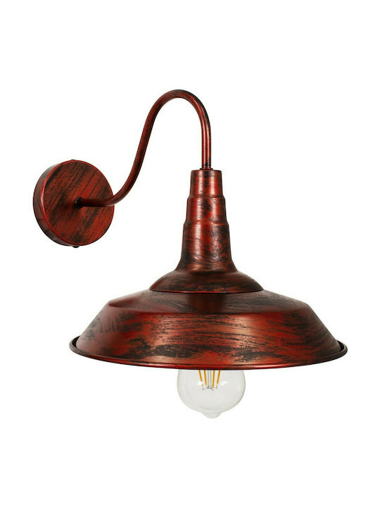 GloboStar Iron Rust Industrial Wall Lamp with E27 Socket Brown 26x32cm
