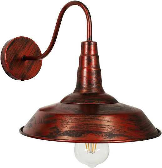 GloboStar Iron Rust Industrial Wall Lamp with E27 Socket Brown 26x32cm