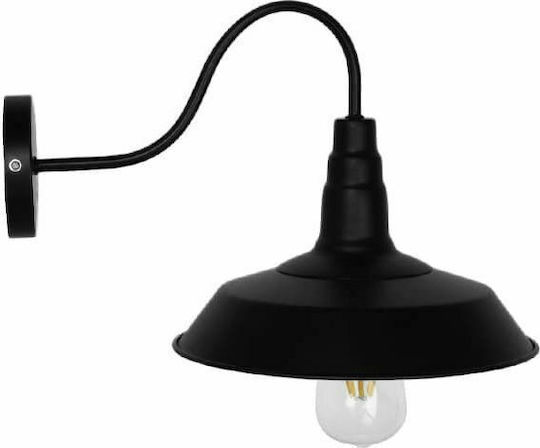 GloboStar Industrial Industrial Wall Lamp with E27 Lamp Bulb Base Black 26x32cm