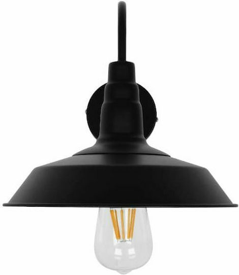 GloboStar Industrial Industrial Wall Lamp with E27 Lamp Bulb Base Black 26x32cm