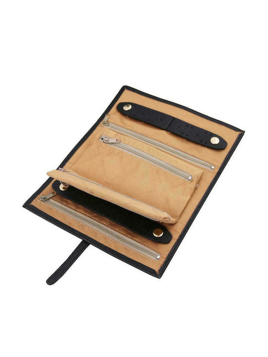 Tuscany Leather Κουτί Κοσμημάτων Ταξιδιού από Δερματίνη Μαύρη