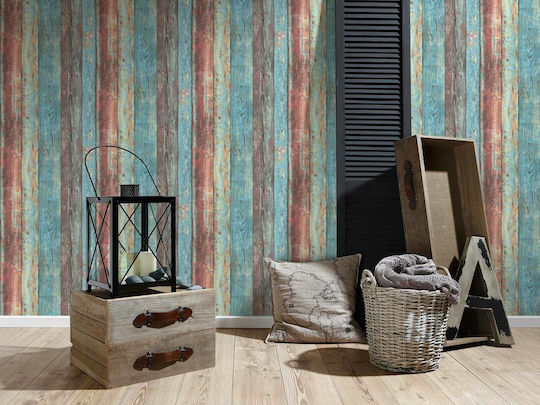 Тапет за Стена Wood Stone Синя 1000x53см Миеща се