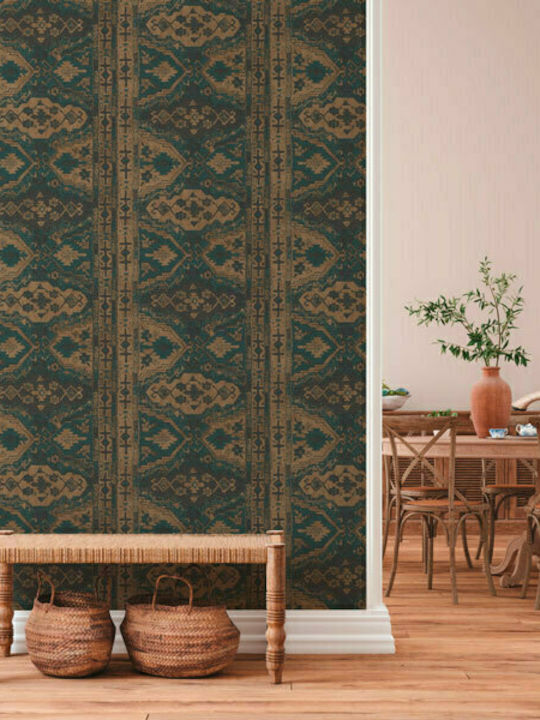 Ταπετσαρία Τοίχου Ethnic Βινυλίου Πράσινη 1005x53cm Πλενόμενη
