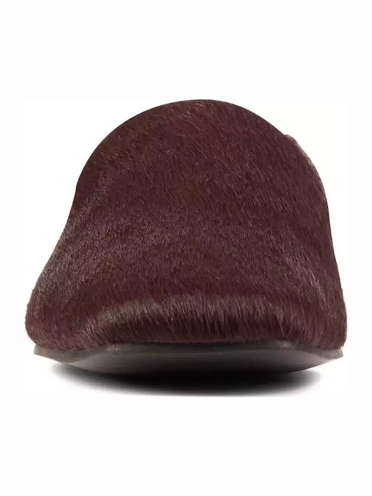 Pure Slip Leather Women's Loafers in Burgundy Color