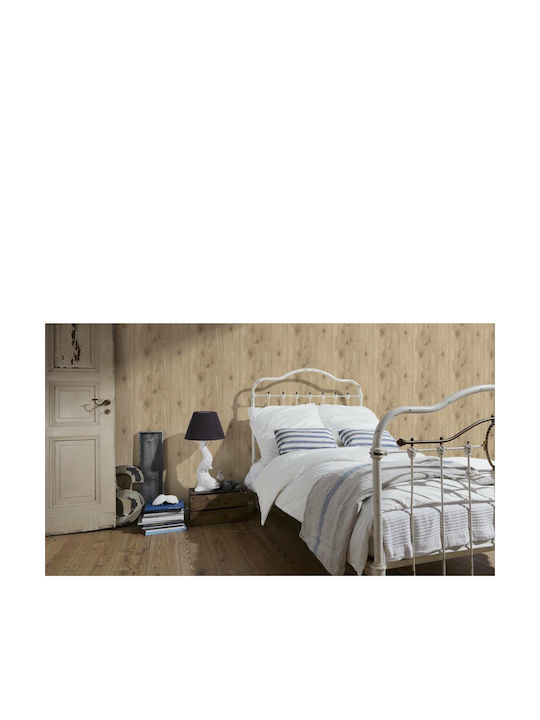 Wall Wallpaper Wood Stone Vinyl Beige 1000x53cm Washable