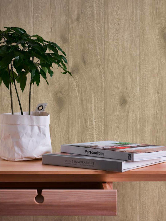 Wall Wallpaper Wood Stone Vinyl Beige 1000x53cm Washable