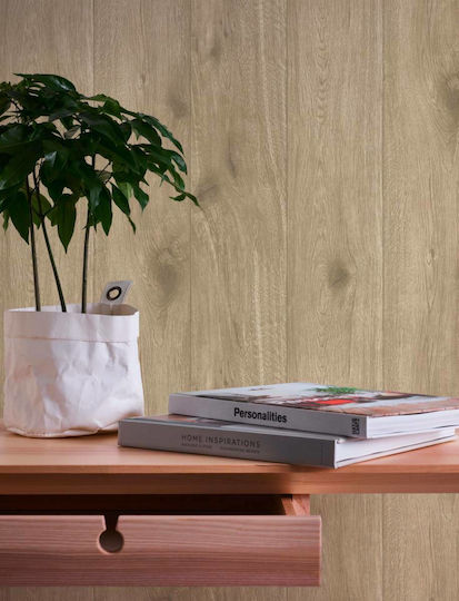 Wall Wallpaper Wood Stone Vinyl Beige 1000x53cm Washable