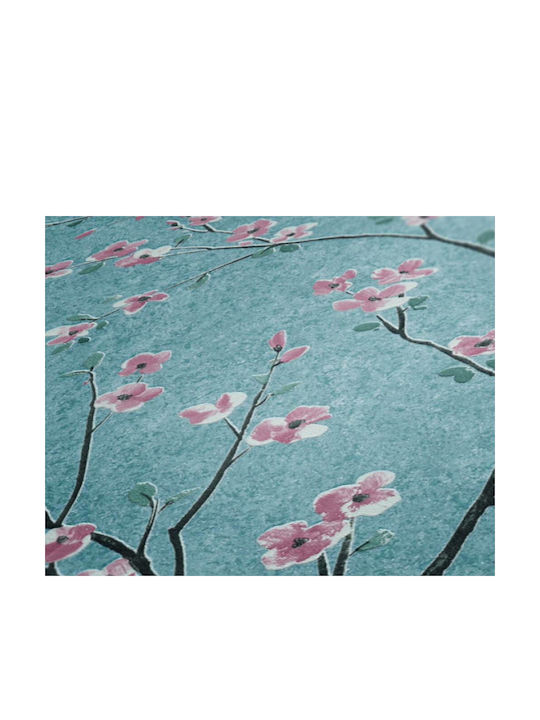 Wall Wallpaper Floral Vinyl Turquoise 1005x53cm Washable