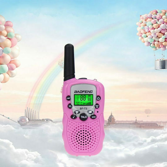 Baofeng BF-T3 Walkie Talkie με Μονόχρωμη Οθόνη Σετ 2τμχ Σε Ροζ Χρώμα