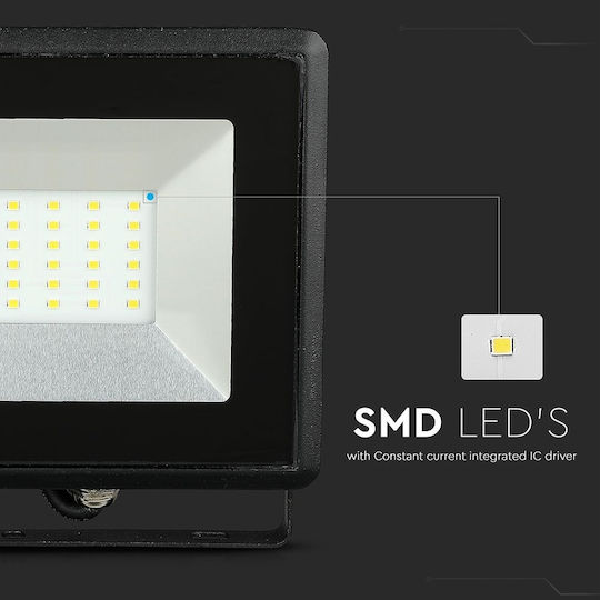 V-TAC Στεγανός Προβολέας LED 30W Θερμό Λευκό 3000K IP65