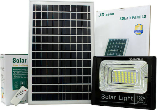 Factory Αδιάβροχος Слънчев LED Προβολέας 100W Студено бяло με Τηλεχειριστήριο IP66