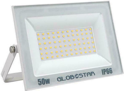 GloboStar Osiris Στεγανός Προβολέας IP66 Ισχύος 50W με Φυσικό Λευκό Φως σε Λευκό χρώμα