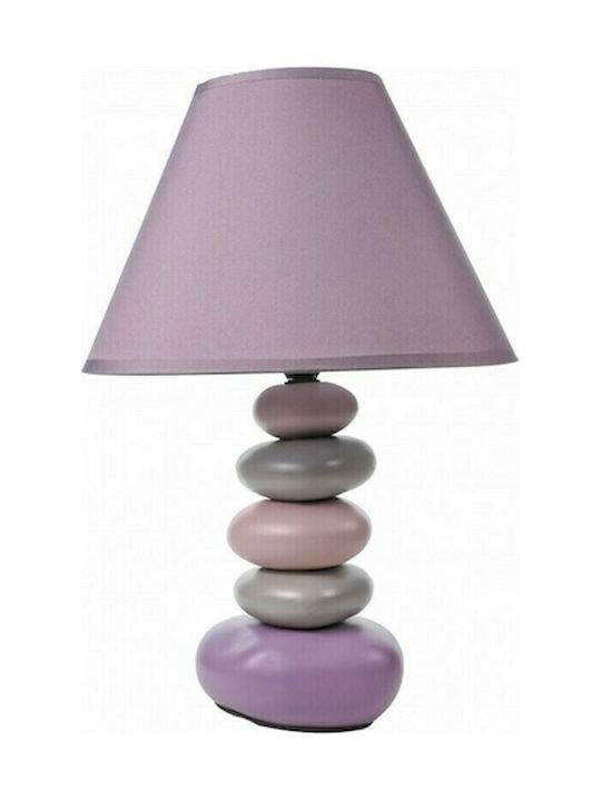 Lalos Lalos Ceramic Table Lamp with Purple Shade and Multicolour Base