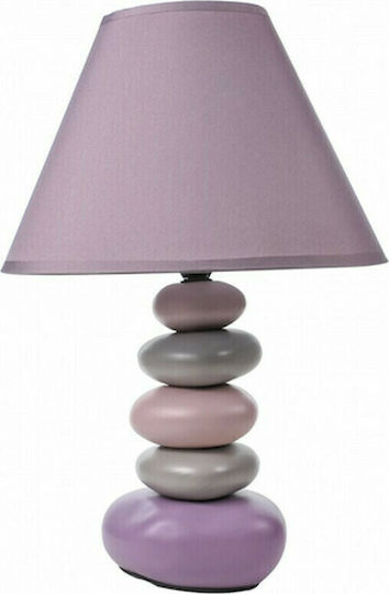 Lalos Lalos Keramik Tischlampe mit Lila Hut und Mehrfarbiger Basis