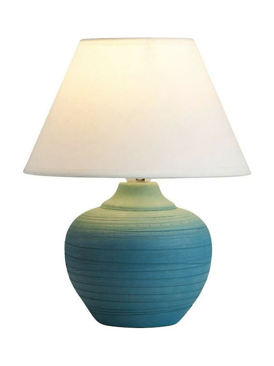 Rabalux Molly Ceramic Table Lamp for Socket E14 with White Shade and Blue Base
