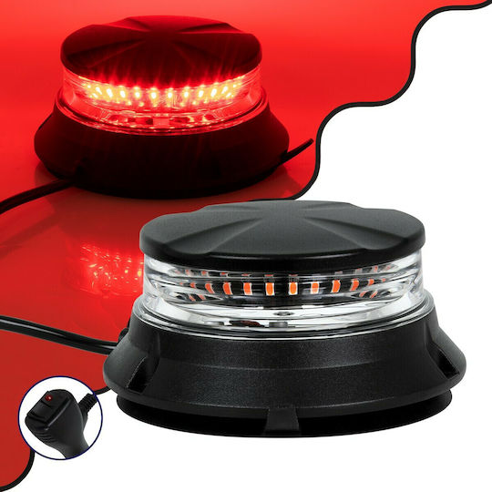 GloboStar Pro Series Waterproof Car Beacon Φάρος Σήμανσης Οχήματος Πυροσβεστικής για Αυτοκίνητα & Φορτηγά 6 Προγραμμάτων Φωτισμού LED 10-30V - Red