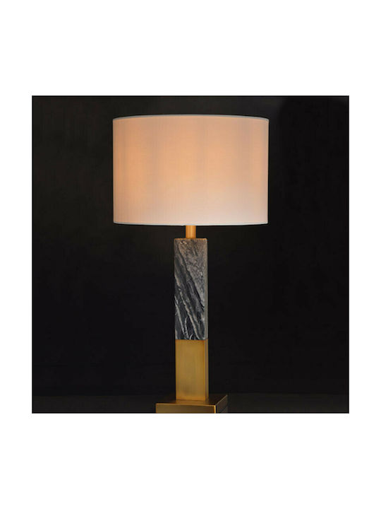 Aca Metal Table Lamp for Socket E27 with Beige Shade and Multicolored Base