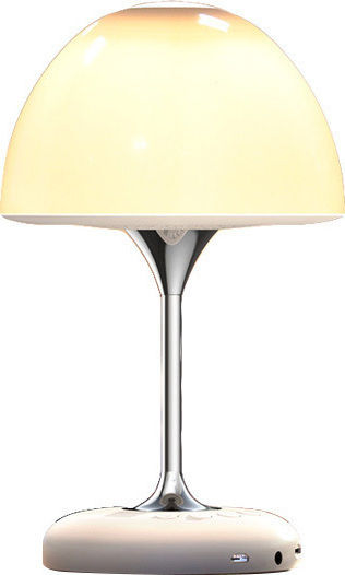 JY85 Metal Table Lamp LED with White Shade and Silver Base