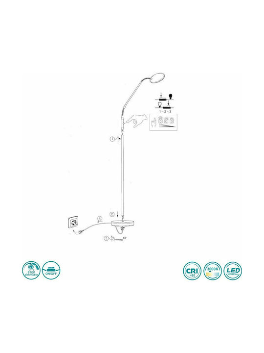 Wofi Orta LED Φωτιστικό Δαπέδου Υ135xΜ23εκ. με Θερμό Λευκό Φως 800lm Χρυσό
