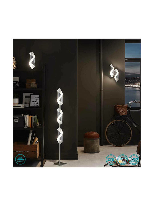 Wofi Safira LED Φωτιστικό Δαπέδου Υ142xΜ20εκ. με Θερμό Λευκό Φως Ασημί