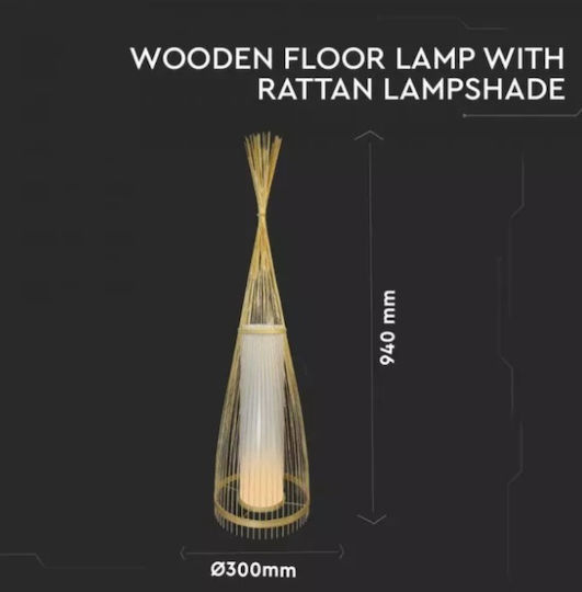 V-TAC Vintage Floor Lamp H94xW30cm. with Socket for Bulb E27 Brown