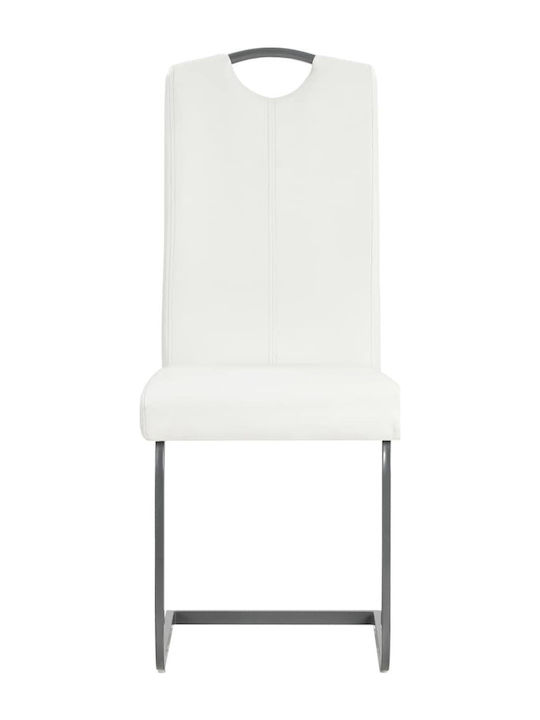 Πρόβολος Dining Room Artificial Leather Chair White 43x55x100cm 2pcs