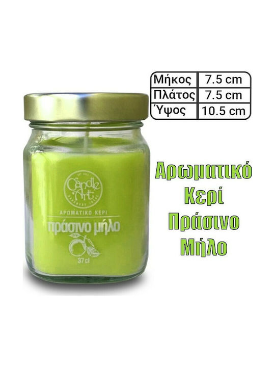 Candle n'Art Lumânare Aromată Borcan cu Aromă Cu uleiuri esențiale de măr verde Verde 370gr 1buc