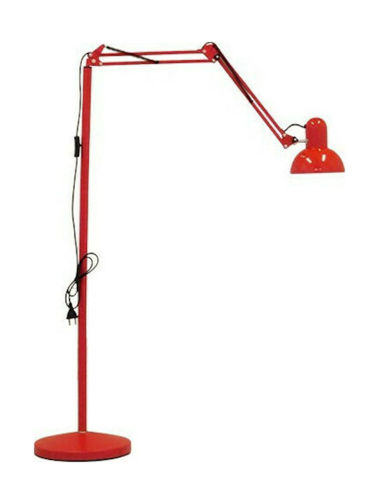 GloboStar Audrey Vintage Floor Lamp H190xW27.5cm. with Socket for Bulb E27 Red