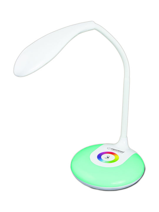 Esperanza Altair Настолна Лампа с Гъвкаво Рамо за Цокъл Вграден LED 3W RGB - 3W RGB в Бял Цвят