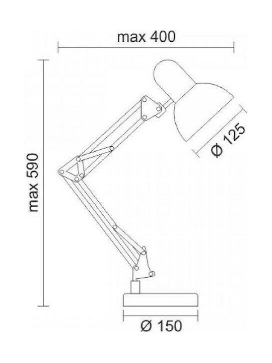 Spot Light Φωτιστικό Γραφείου με Σπαστό Βραχίονα για Ντουί E27 σε Λευκό Χρώμα